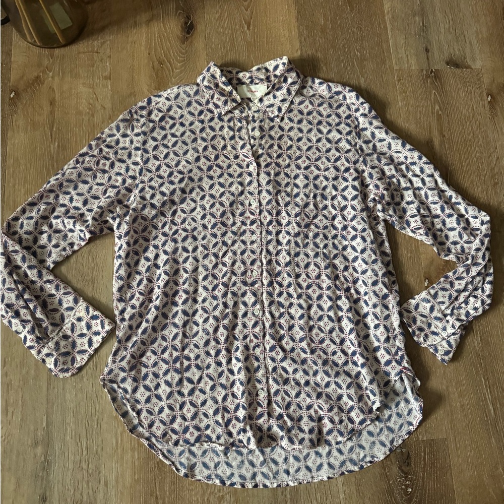 Xirena Beau Geo Shirt Long-Sleeve Button-Up Shirt Size XS‎